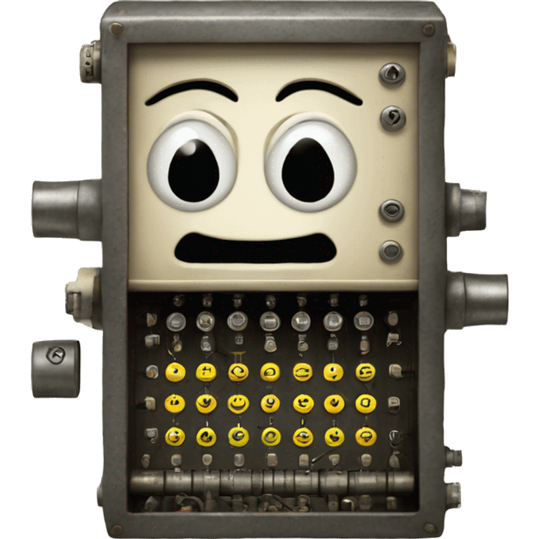 A smiley face using an enigma machine emoji