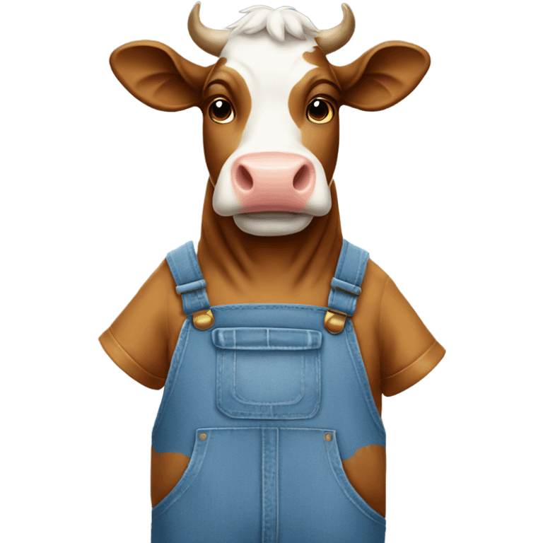 Cow wearing overalls emoji