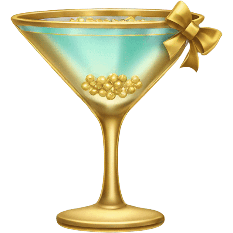 gold rimmed martini glass with tiny gold bows emoji