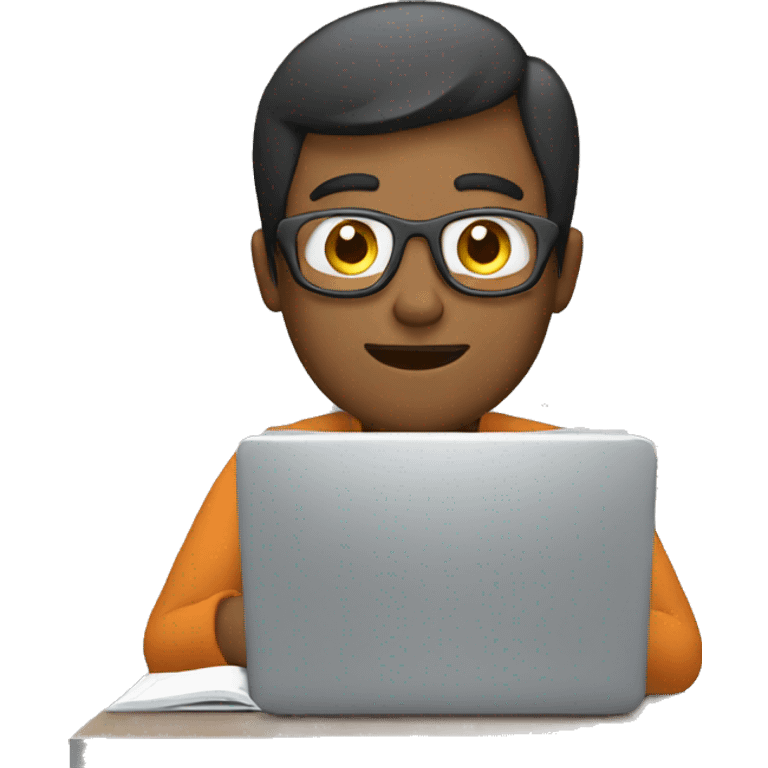 man studying with a computer emoji