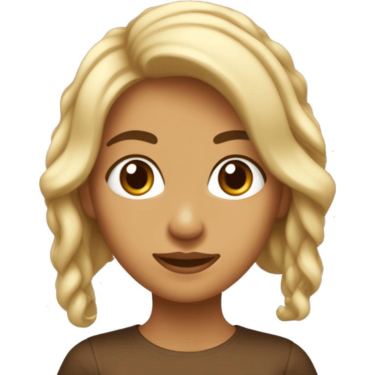 Chica de pelo castaño y ondulado con ojos marrón claro  emoji