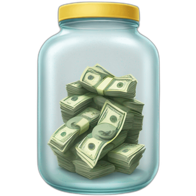 a clear jar :jar: with cash inside of it:money_with_wings:  emoji