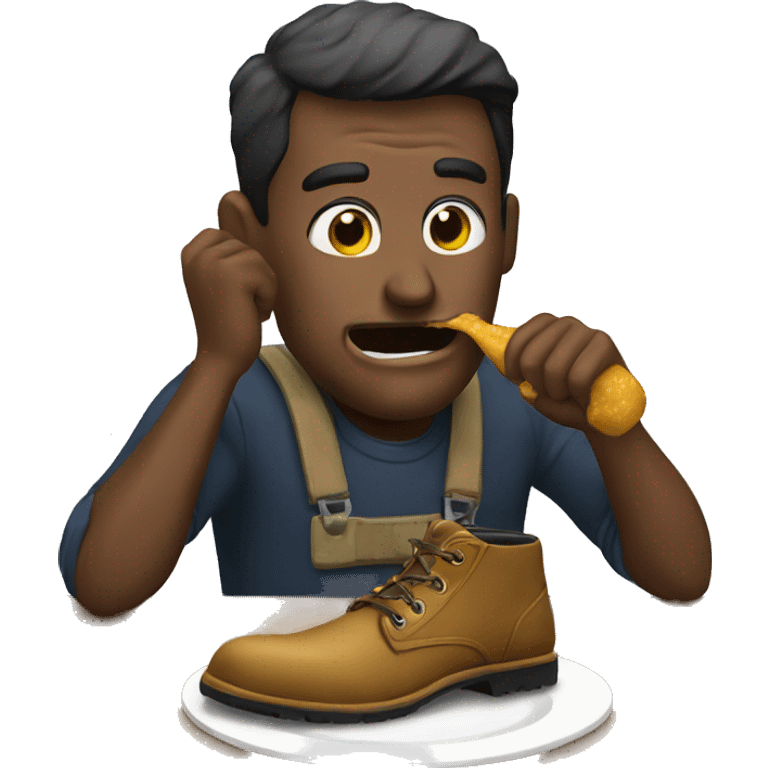 Man eating a boot with drool emoji