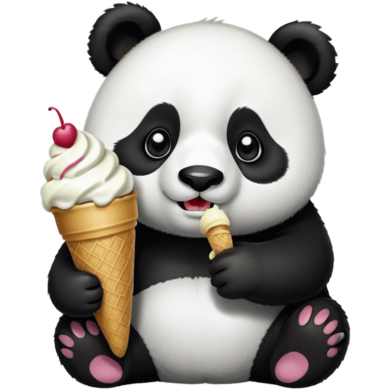 Panda eating ice cream emoji