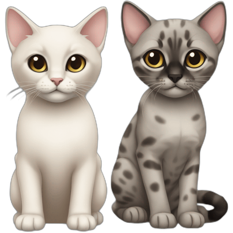 1 siamese kitten and 1 grey brindle cat emoji