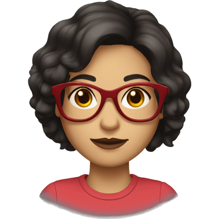 dark haired girl with red framed glasses and medium lengh hair emoji