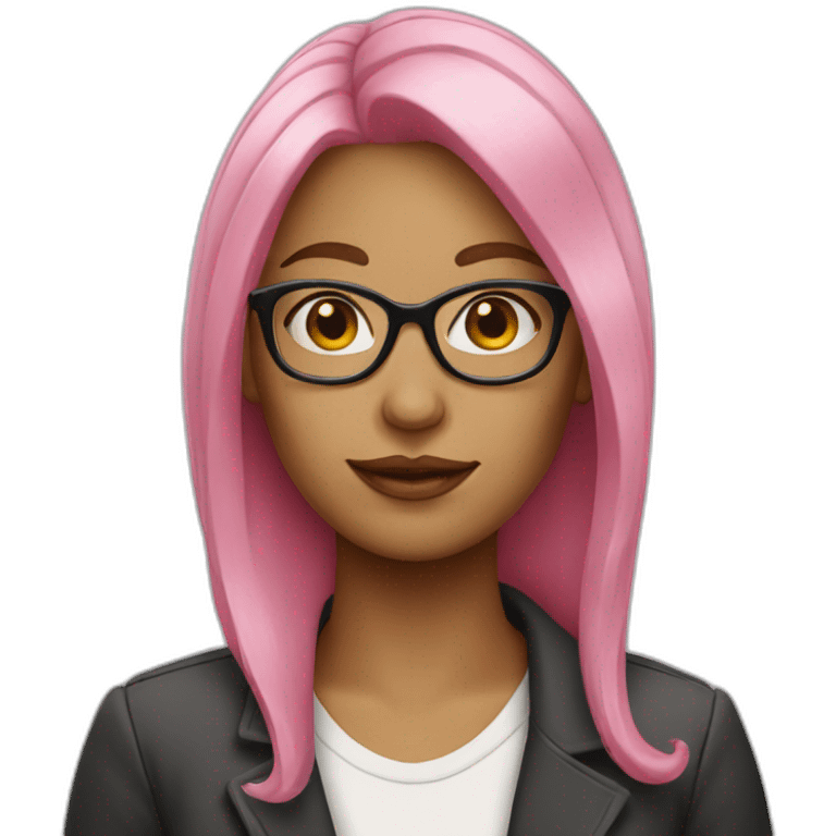 Women have pink hair with glasses  emoji