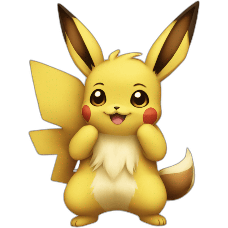 Eevee hug Pikachu emoji