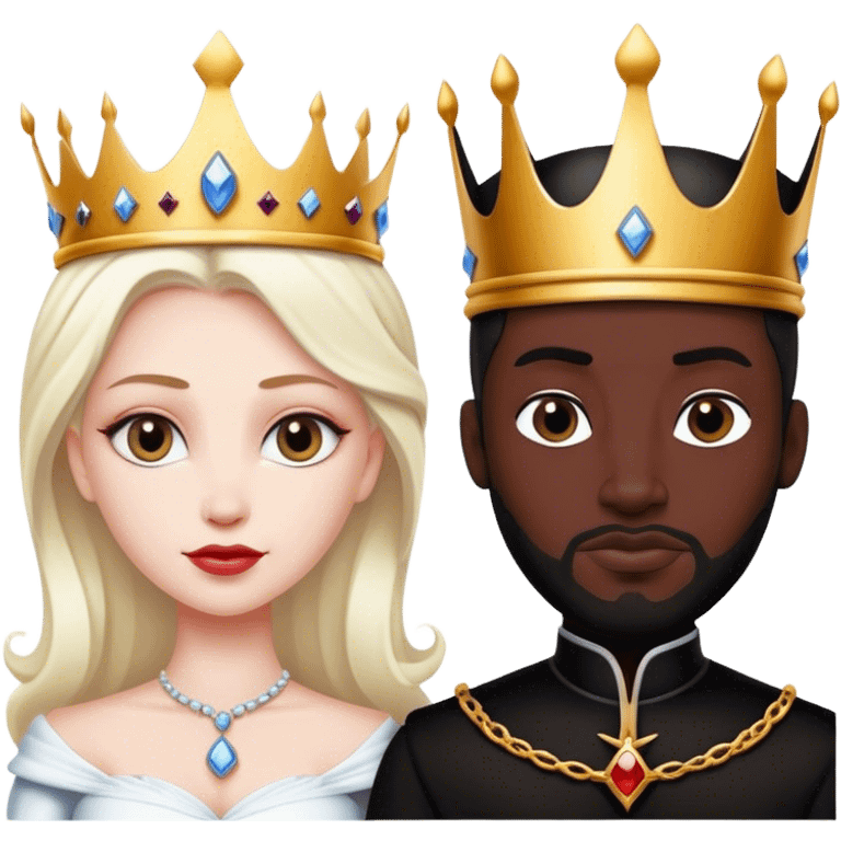 White queen and black king emoji