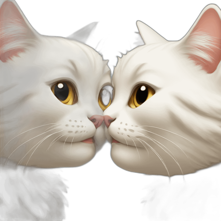 2 fluffy cats kissing emoji