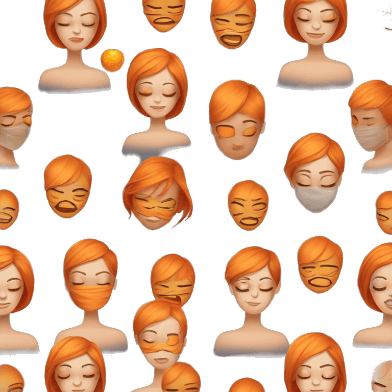 Tan skinned girl with orange hair with face mask spa beauty full face relaxing emoji