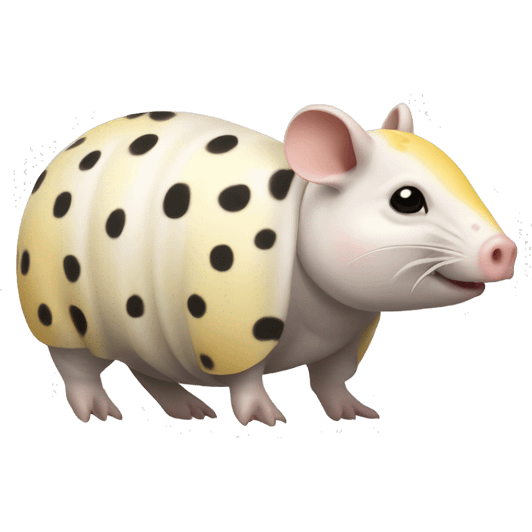 White chubby armadillo pig with yellow and black spots and cute face emoji