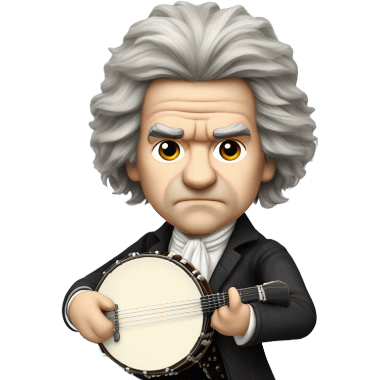 Ludwig Beethoven chibi wig standing old angry 5-string banjo emoji