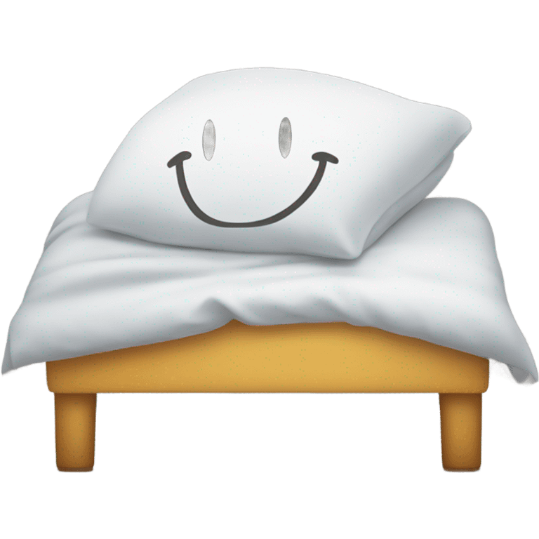 A smiley sleeping with the marketplace logo in the background, symbolizing information overload. emoji