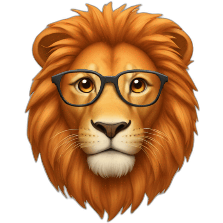 orange lion with glasses emoji