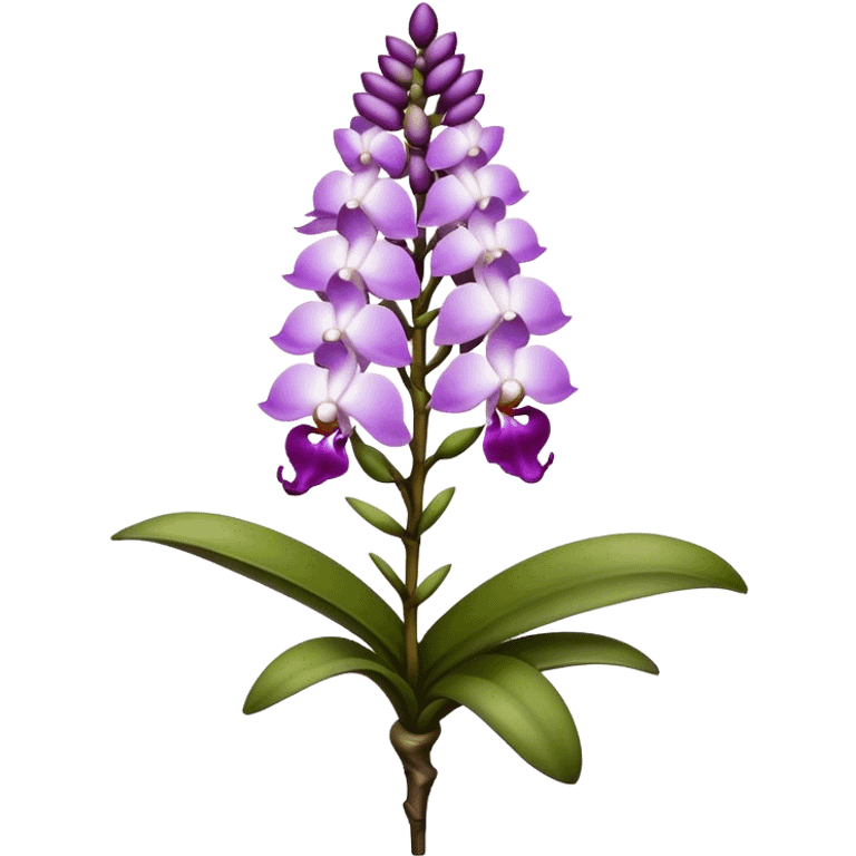 single white purple Rhynchostylis Orchid, 
straight stem emoji