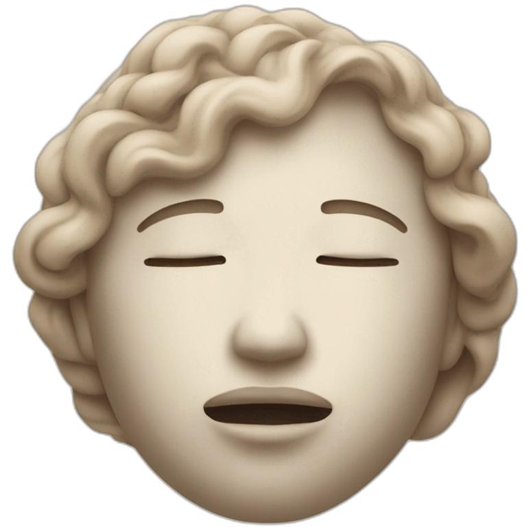 An emoji depicting a serene face with closed eyes, gently inhaling and exhaling, surrounded by a calming swirl of wind. emoji