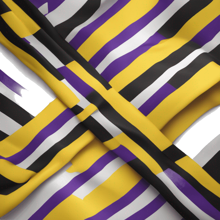 Flag with four stripes diagonal the top one bright yellow then a white strip then a purple strip then a solid black strap as  the bottom emoji