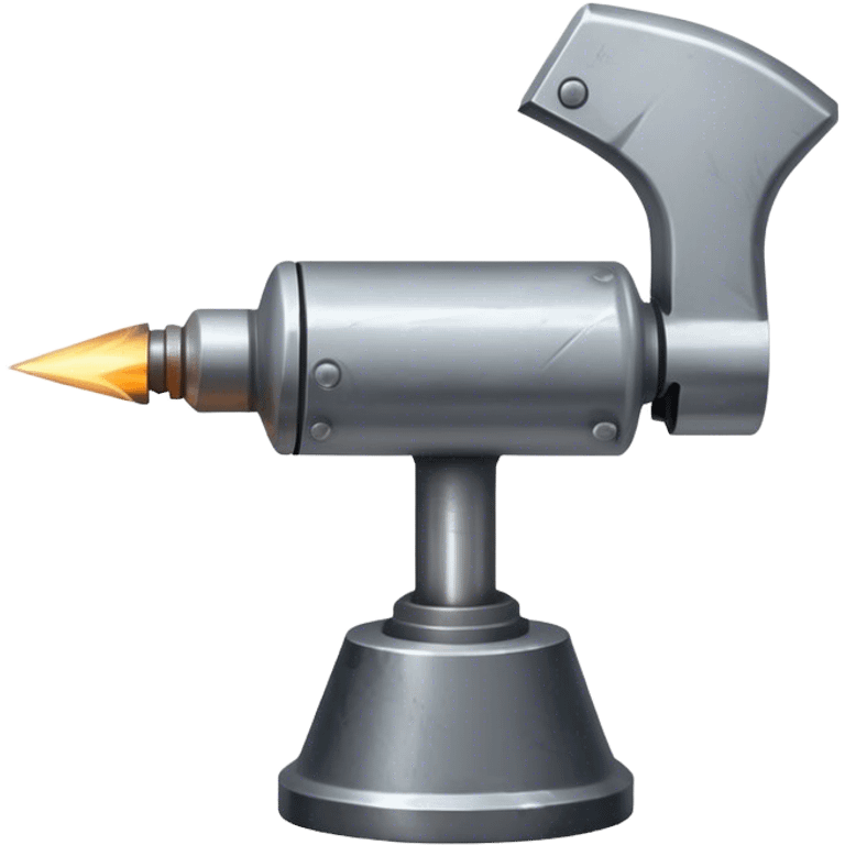 Metalworking icon, piece of metal being hammered, welding torch, metalworking tools like grinder, anvil, sparks flying, minimalistic style, clean lines, transparent background. emoji