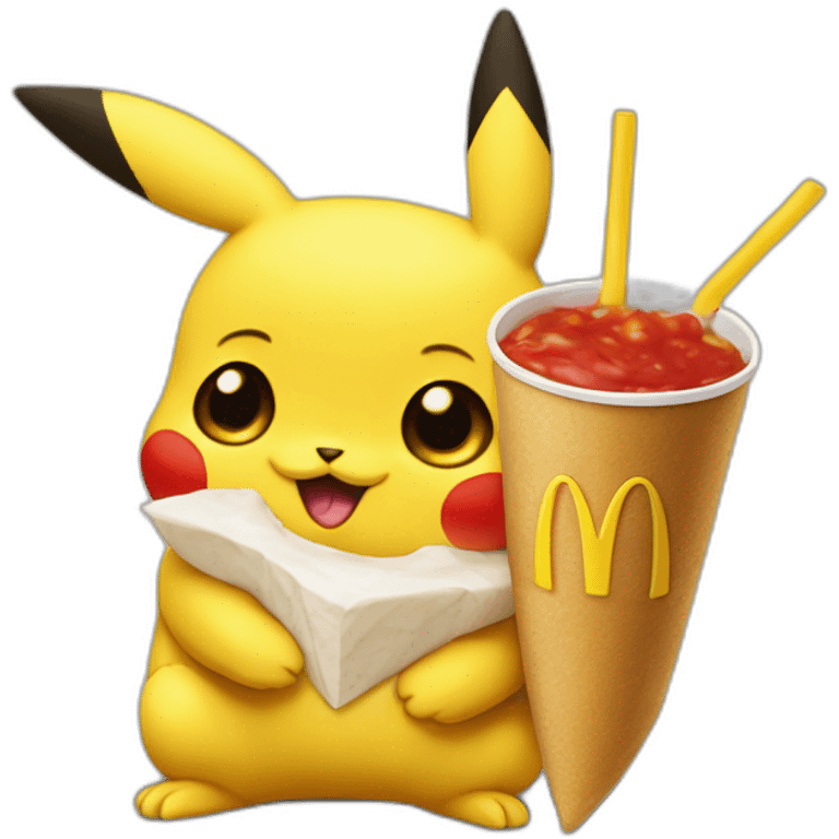 picatchu eats a Mc Donald's emoji