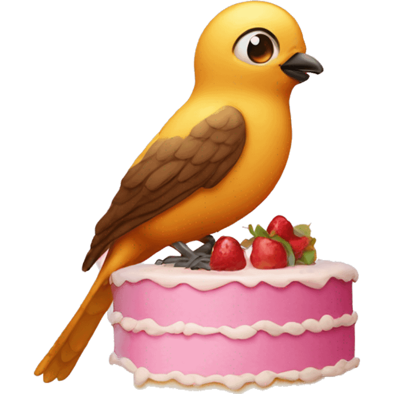 bird with cake emoji