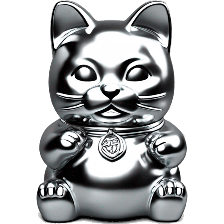 Full chrome plated solid color uncluttered maneki neko 3d emoji