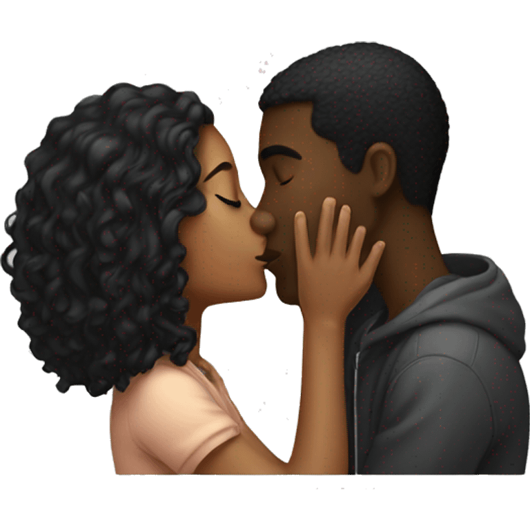 girl kissing a guy black emoji