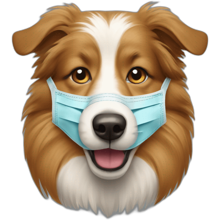 Shetland sheepdog wearing chirurgical mask on mouth emoji