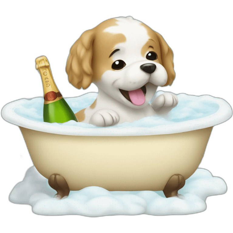 cute dogs in a champagne bubble bath emoji