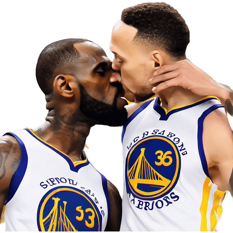 Lebron James kissing Stephen Curry emoji