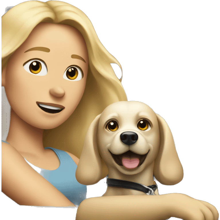 Dog and blonde woman driving emoji