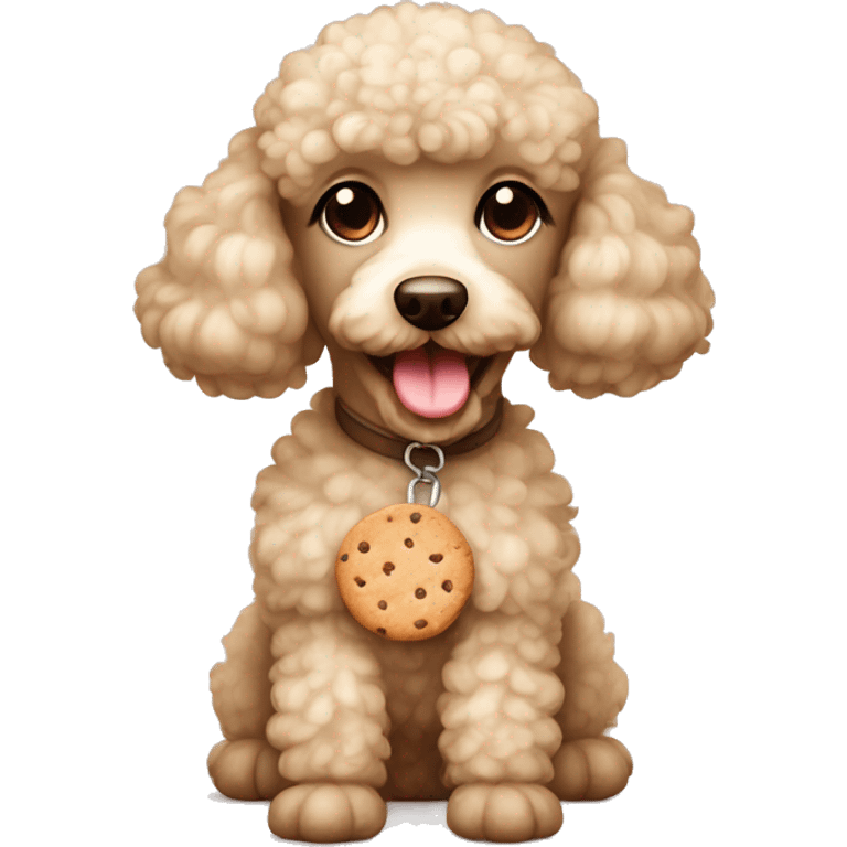 Cute poodle with cookies all in beige colors emoji