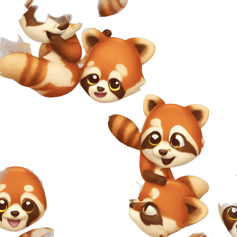 Red panda eating waffle emoji