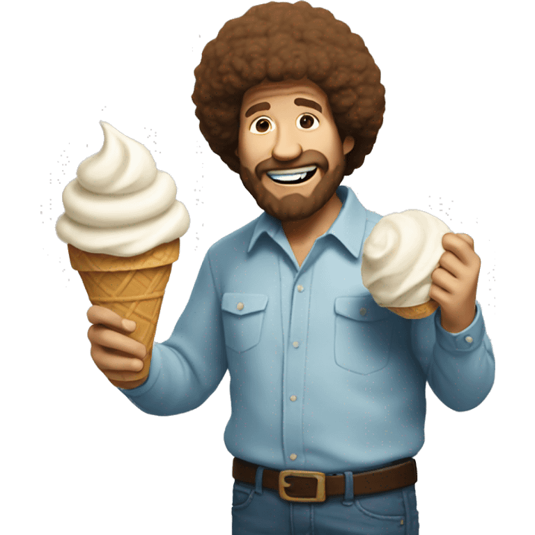 Bob Ross eating ice cream  emoji