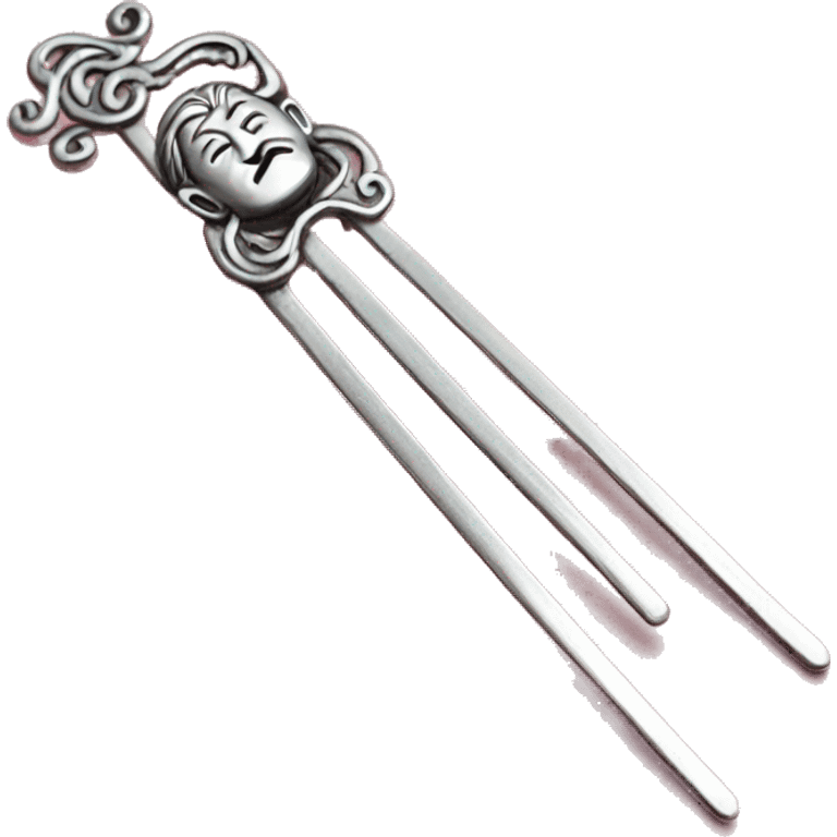 silver metal chinese hair pin emoji