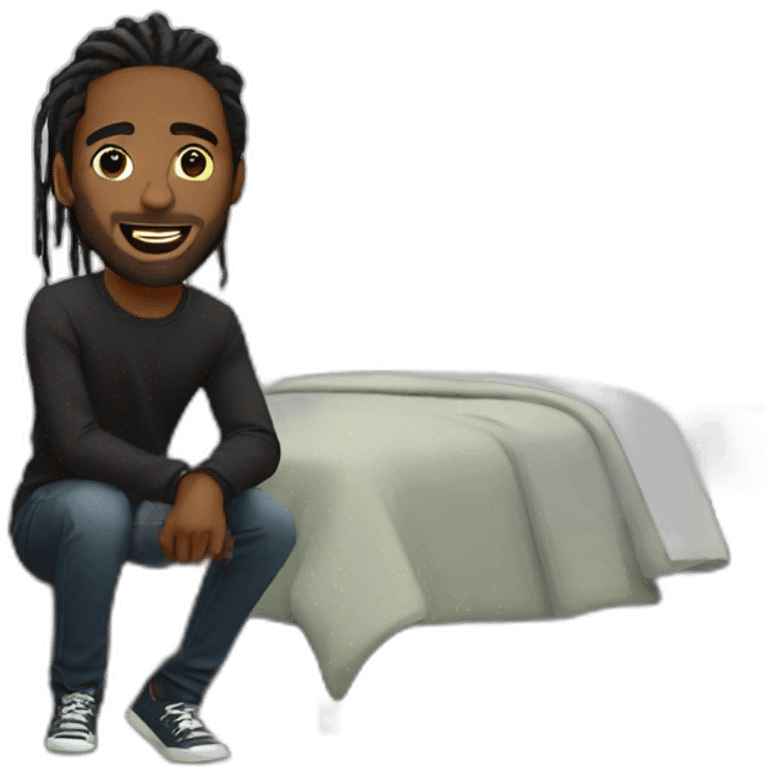 Black man dreadlock in a bedroom emoji