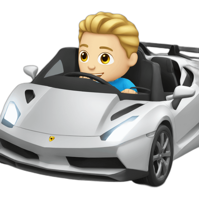 White Kid driving super car emoji