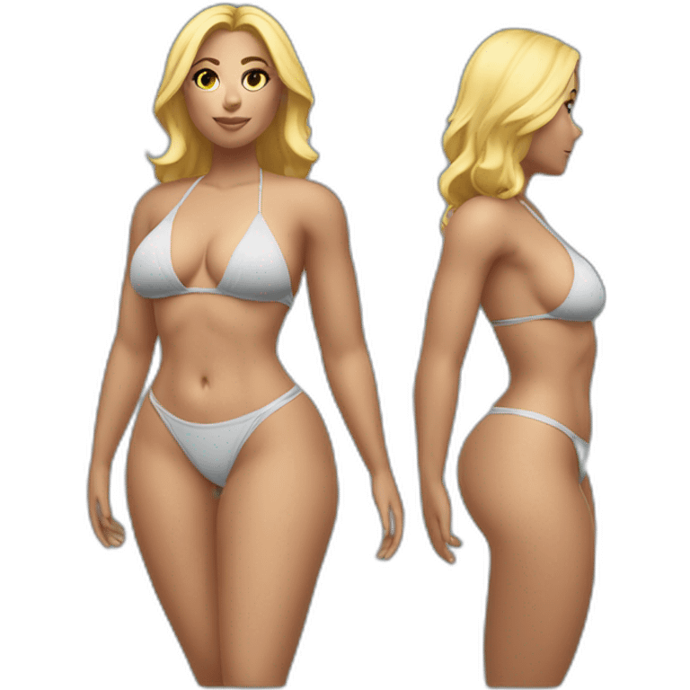 Slim-thicc Caucasian woman small bikini pose (beach body) emoji