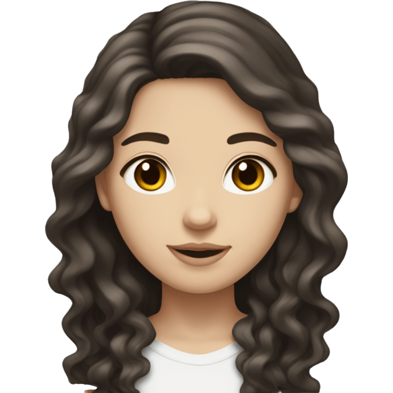 white girl with dark brown wavy hair and brown eyes half asian half white emoji