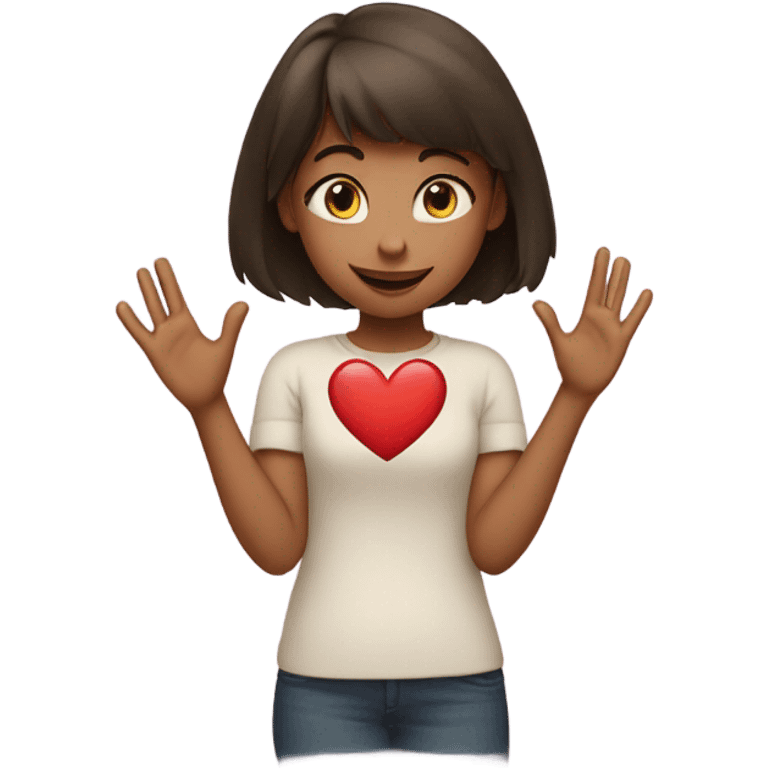 girl making love heart with hands emoji