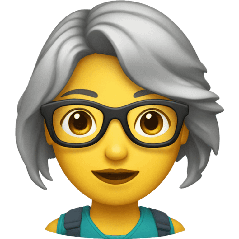 mujer colorada , con lentes y una lupa en su mano  emoji