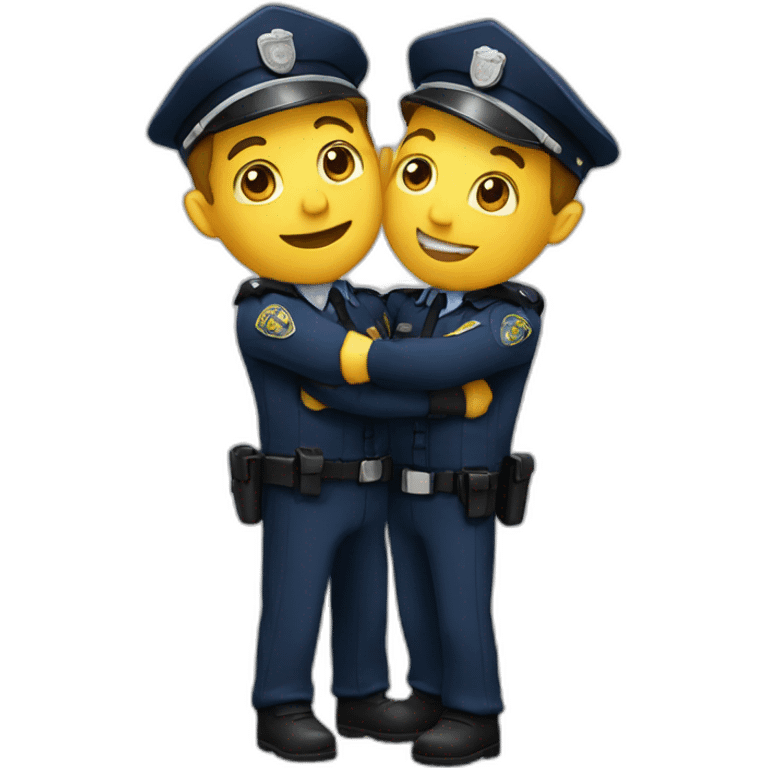 two policemen friends hugging emoji