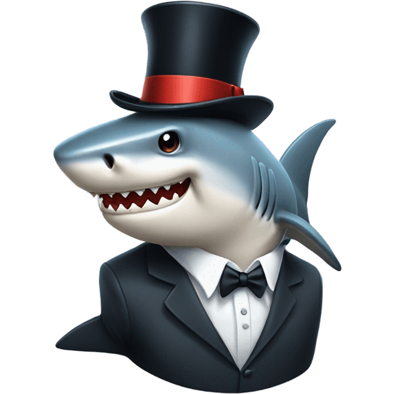 Shark with a top hat emoji