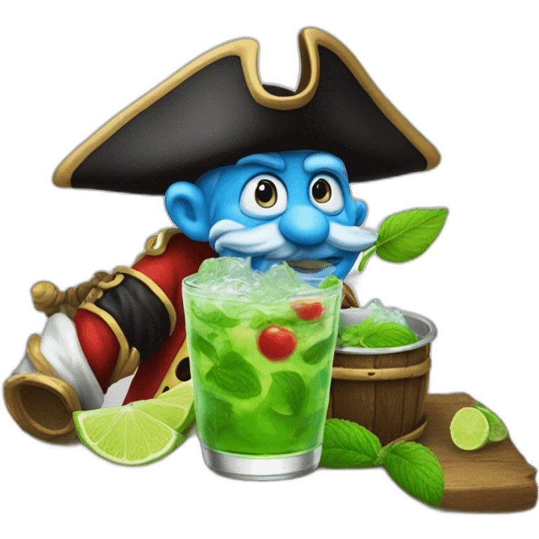 pirate Papa Smurf drinking mojito emoji