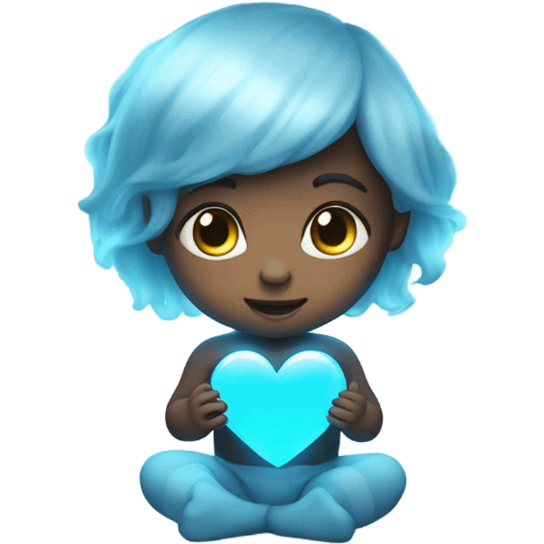 glowing baby blue heart emoji