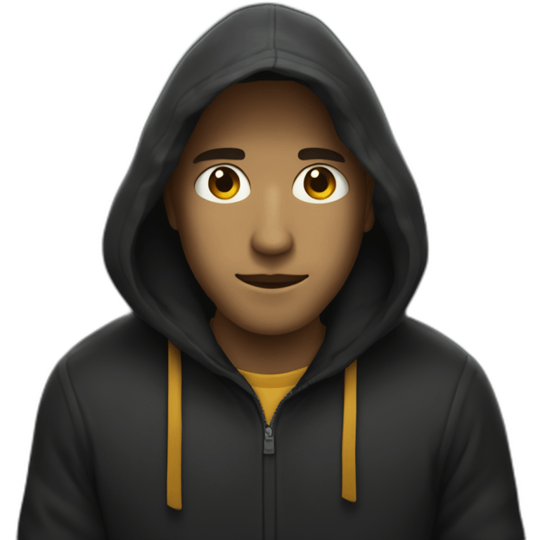 homme sombre avec une capuche et une tenue en or emoji