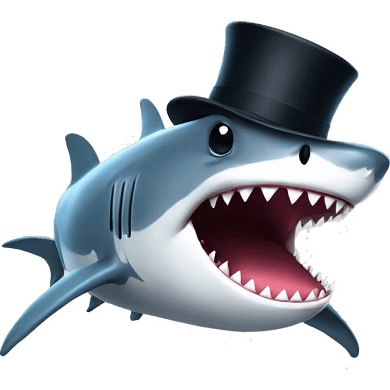 Shark with a top hat emoji