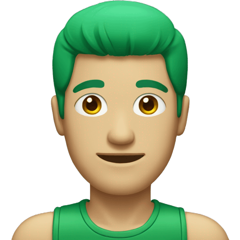 A man with block like face green hair emoji