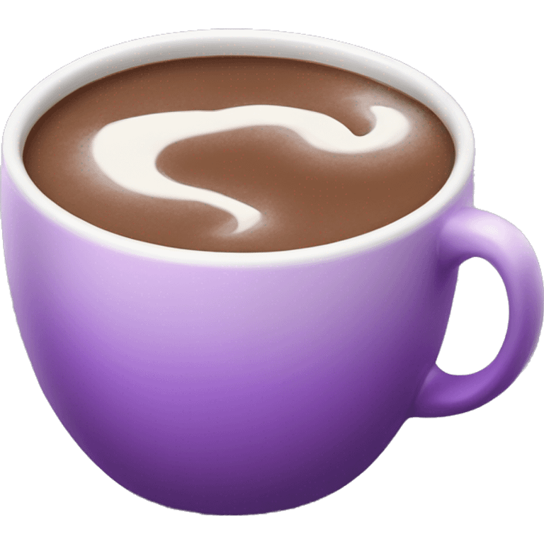 Realistic isolated gradient light purple hot chocolate mug. emoji