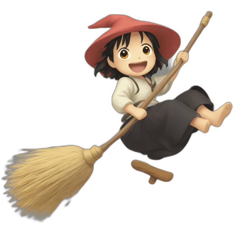 Kiki from studio ghibli riding flying  broom emoji